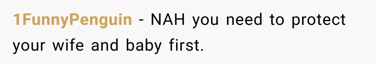 1FunnyPenguin − NAH you need to protect your wife and baby first.