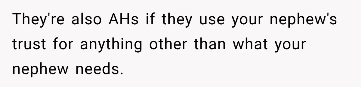 Man Refuses To Make Toys For Former Sister-In-Law After Her New Husband Calls His Gifts ‘Embarrassing’ They're also AHs if they use your nephew's trust for anything other than what your nephew needs.