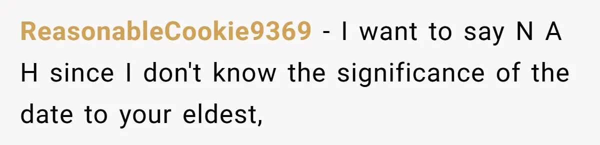 ReasonableCookie9369 − I want to say N A H since I don't know the significance of the date to your eldest,