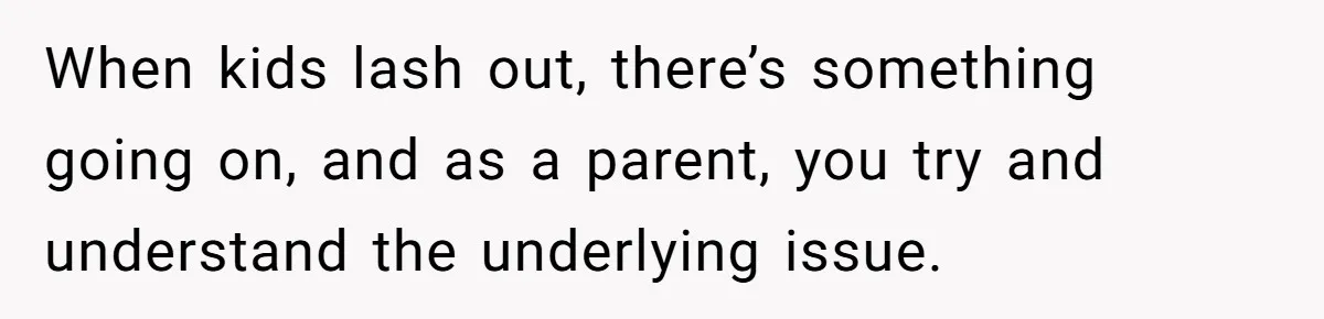 When kids lash out, there’s something going on, and as a parent, you try and understand the underlying issue.