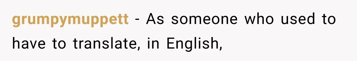 grumpymuppett − As someone who used to have to translate, in English,