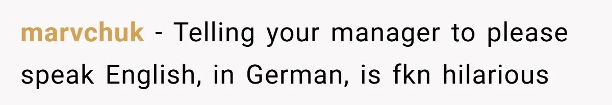 marvchuk − Telling your manager to please speak English, in German, is fkn hilarious