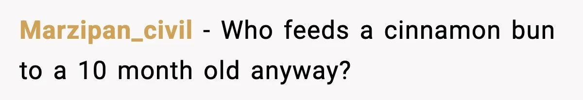 Marzipan_civil - Who feeds a cinnamon bun to a 10 month old anyway?