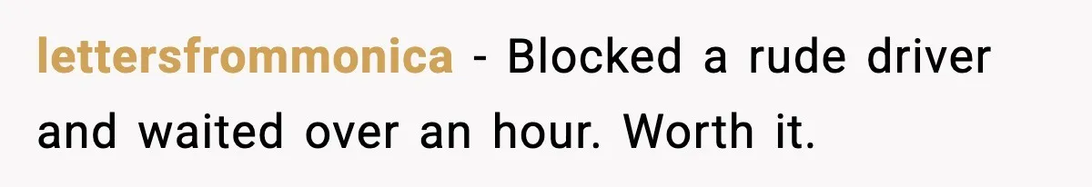 Man Blocks Stranger’s Car in Driveway Until He Apologizes lettersfrommonica - Blocked a rude driver and waited over an hour. Worth it.