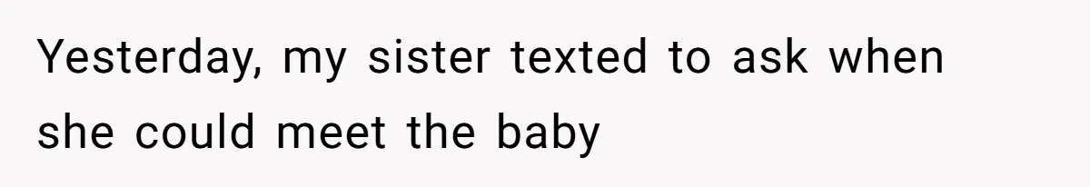 Yesterday, my sister texted to ask when she could meet the baby