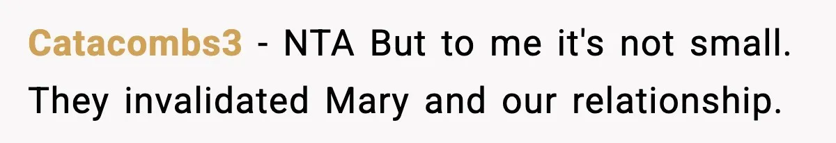 Catacombs3 − NTA But to me it's not small. They invalidated Mary and our relationship.