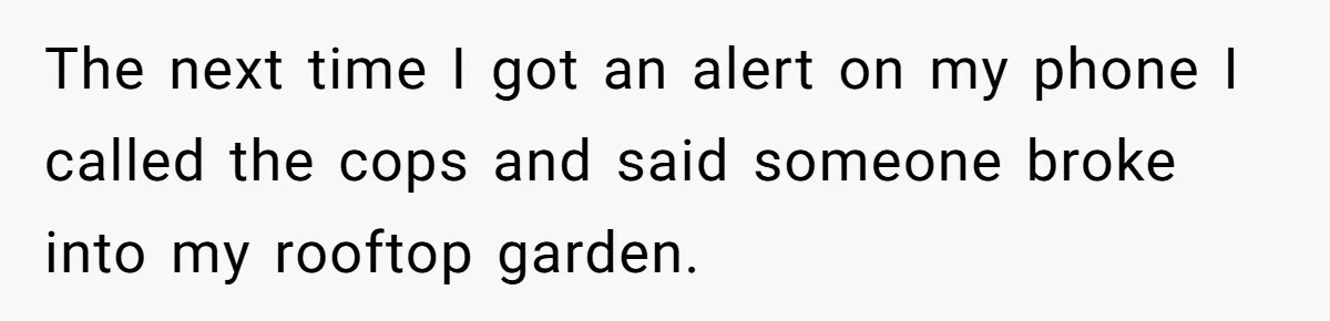 The next time I got an alert on my phone I called the cops and said someone broke into my rooftop garden.