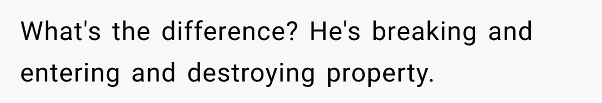 What's the difference? He's breaking and entering and destroying property.