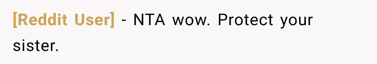 [Reddit User] − NTA wow. Protect your sister.