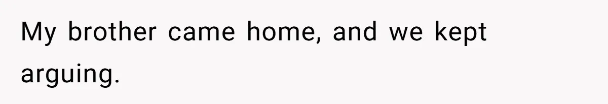 My brother came home, and we kept arguing.