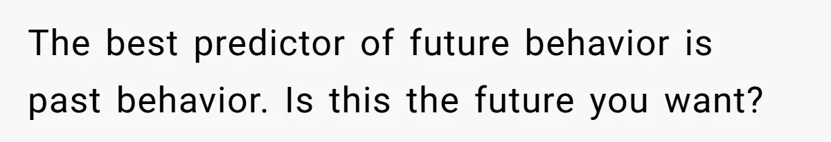 The best predictor of future behavior is past behavior. Is this the future you want?
