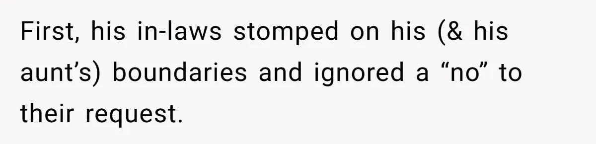 Woman Approves Fence Work Anyway, Can’t Believe Aunt Evicts Them Over Tree First, his in-laws stomped on his (& his aunt’s) boundaries and ignored a “no” to their request.