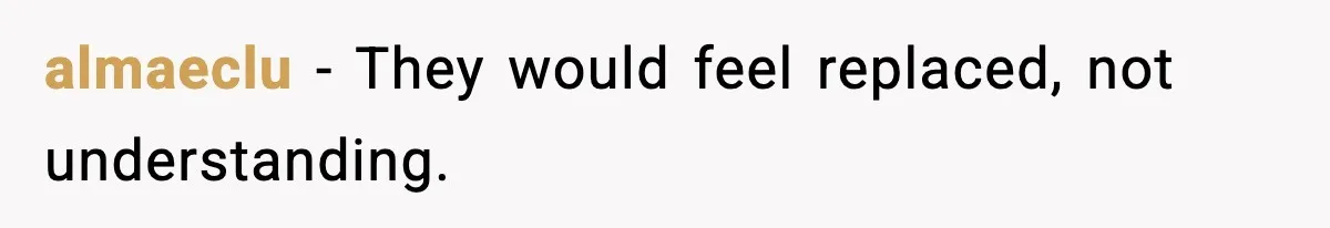 almaeclu - They would feel replaced, not understanding.