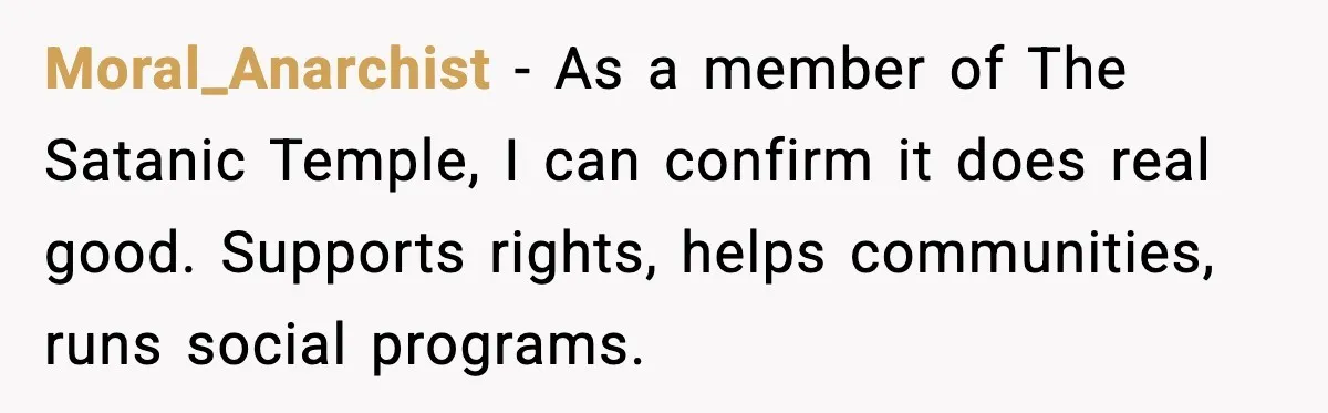 Tired Of Unwanted Religious Mail, They Finds A $5 Revenge That Sends A Message Moral_Anarchist - As a member of The Satanic Temple, I can confirm it does real good. Supports rights, helps communities, runs social programs.