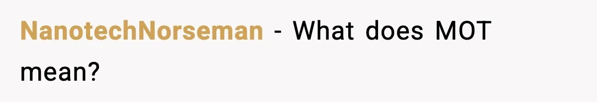 NanotechNorseman - What does MOT mean?