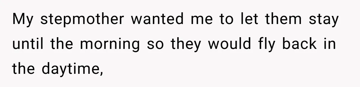 My stepmother wanted me to let them stay until the morning so they would fly back in the daytime,