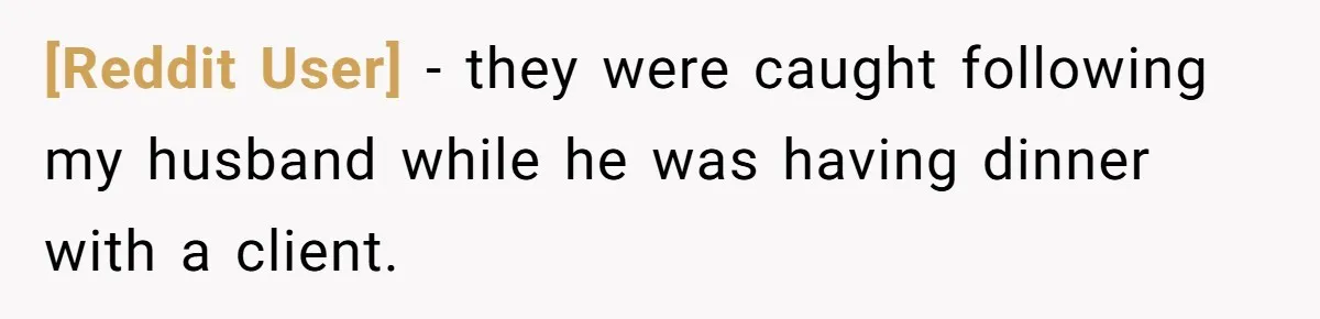 [Reddit User] − they were caught following my husband while he was having dinner with a client.