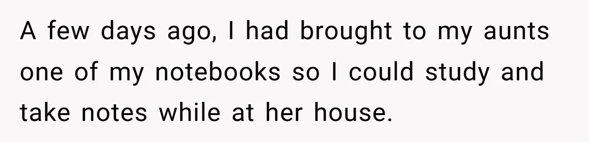 Study Time Turned into Craft Time as an Aunt Steamrolls a Student’s Simple Request A few days ago, I had brought to my aunts one of my notebooks so I could study and take notes while at her house.