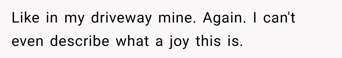 Like in my driveway mine. Again. I can't even describe what a joy this is.