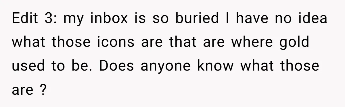 Edit 3: my inbox is so buried I have no idea what those icons are that are where gold used to be. Does anyone know what those are ?