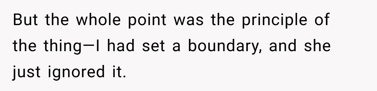 But the whole point was the principle of the thing—I had set a boundary, and she just ignored it.