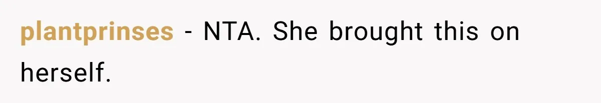 plantprinses − NTA. She brought this on herself.