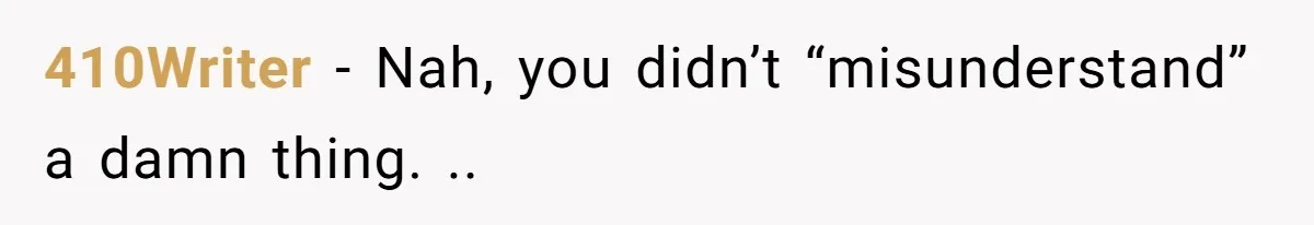 410Writer − Nah, you didn’t “misunderstand” a damn thing. ..