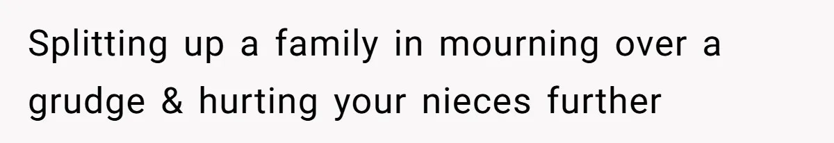 Splitting up a family in mourning over a grudge & hurting your nieces further