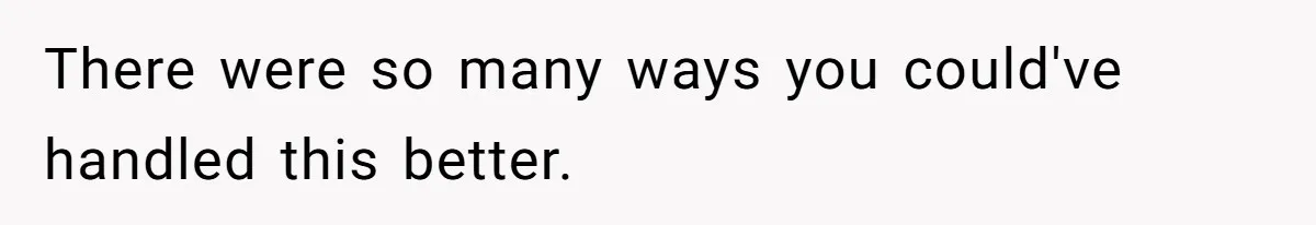There were so many ways you could've handled this better.