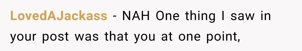 LovedAJackass − NAH One thing I saw in your post was that you at one point,