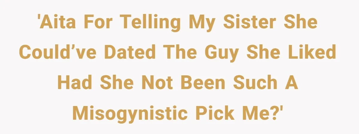 'AITA for telling my sister she could’ve dated the guy she liked had she not been such a misogynistic pick me?'