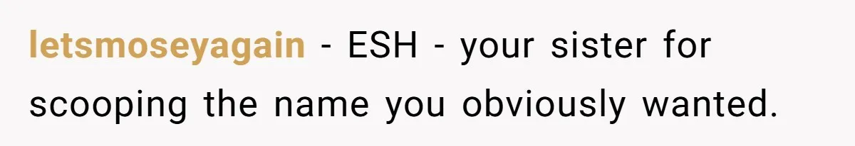 letsmoseyagain − ESH - your sister for scooping the name you obviously wanted.