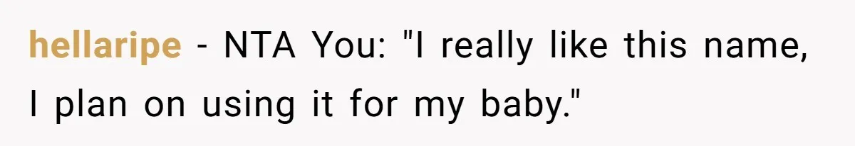 hellaripe − NTA You: "I really like this name, I plan on using it for my baby."