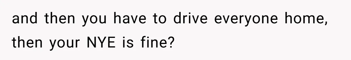and then you have to drive everyone home, then your NYE is fine?