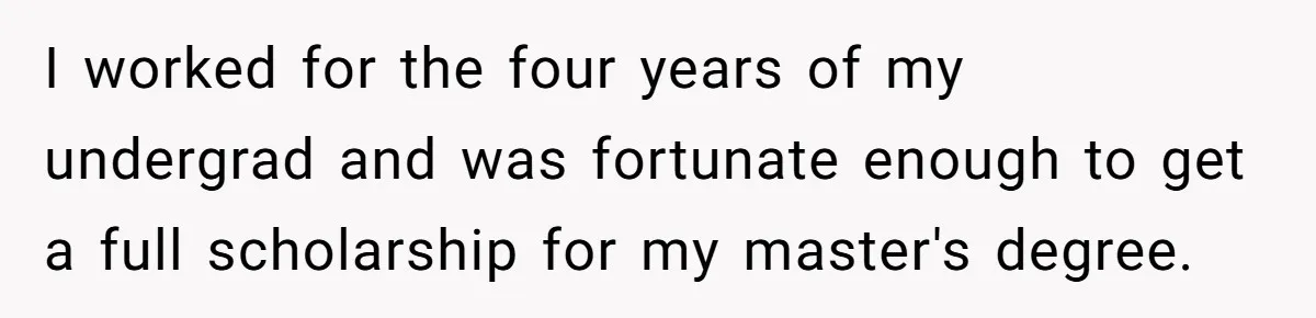 I worked for the four years of my undergrad and was fortunate enough to get a full scholarship for my master's degree.