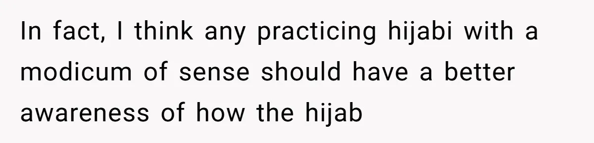 In fact, I think any practicing hijabi with a modicum of sense should have a better awareness of how the hijab