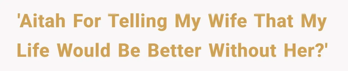 'AITAH for telling my wife that my life would be better without her?'