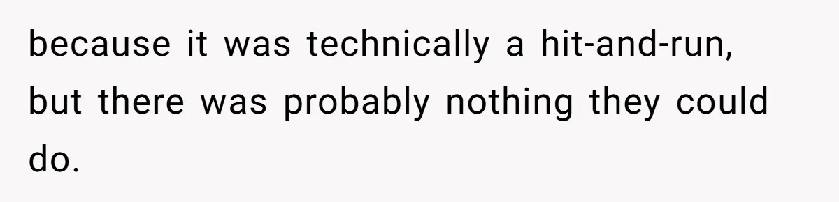 because it was technically a hit-and-run, but there was probably nothing they could do.
