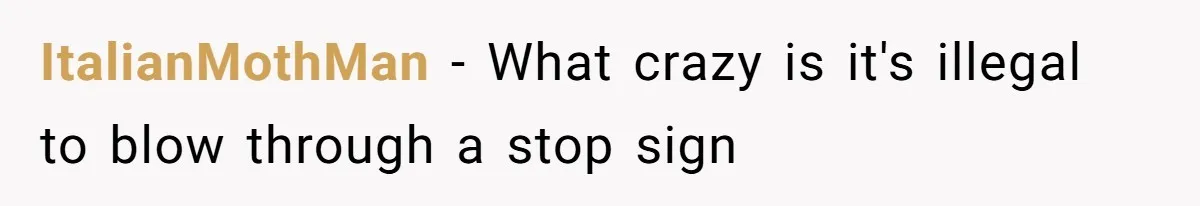 ItalianMothMan − What crazy is it's illegal to blow through a stop sign