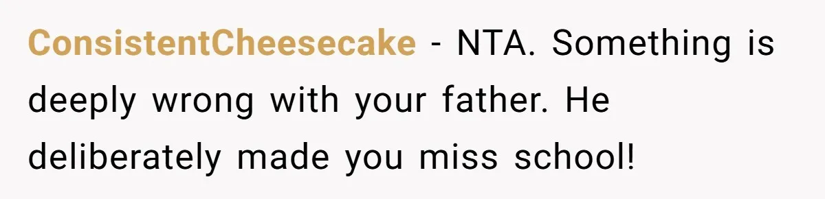 Dad Plays “Bonding Game” By Hiding Laptop, Then Calls Kid Terrible For Not Asking Him ConsistentCheesecake − NTA. Something is deeply wrong with your father. He deliberately made you miss school!