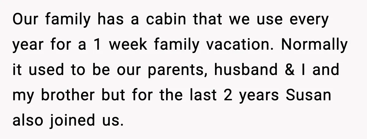 Our family has a cabin that we use every year for a 1 week family vacation. Normally it used to be our parents, husband & I and my brother but...