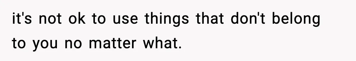 it's not ok to use things that don't belong to you no matter what.