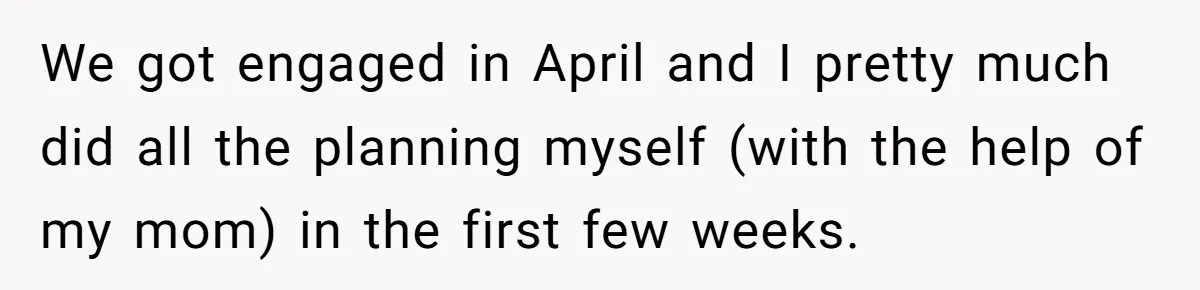 We got engaged in April and I pretty much did all the planning myself (with the help of my mom) in the first few weeks.