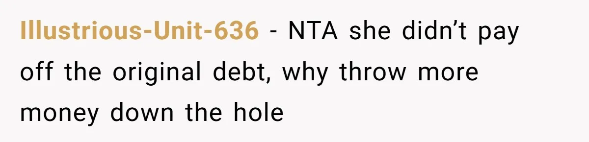 Sibling Rivalry Hits the Wallet After Sister Asks for Vacation Cash While Still Owing $1,000 Illustrious-Unit-636 − NTA she didn’t pay off the original debt, why throw more money down the hole