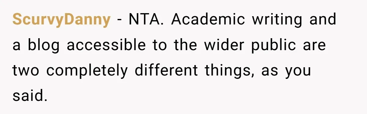 ScurvyDanny − NTA. Academic writing and a blog accessible to the wider public are two completely different things, as you said.