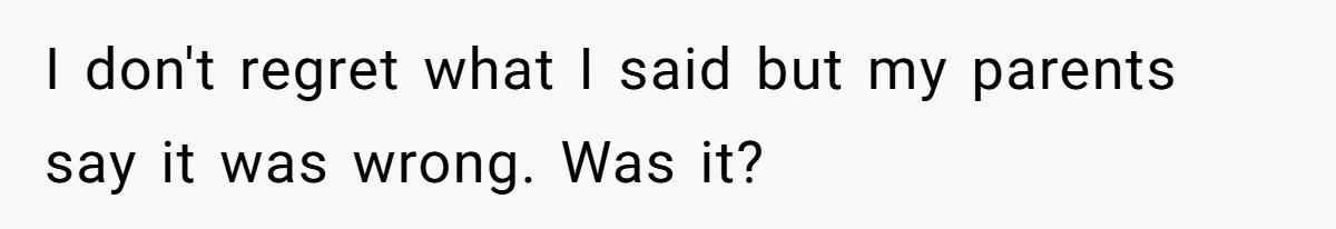 I don't regret what I said but my parents say it was wrong. Was it?