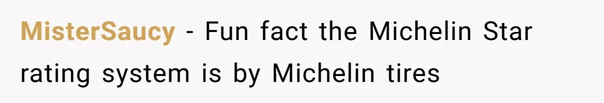 MisterSaucy − Fun fact the Michelin Star rating system is by Michelin tires