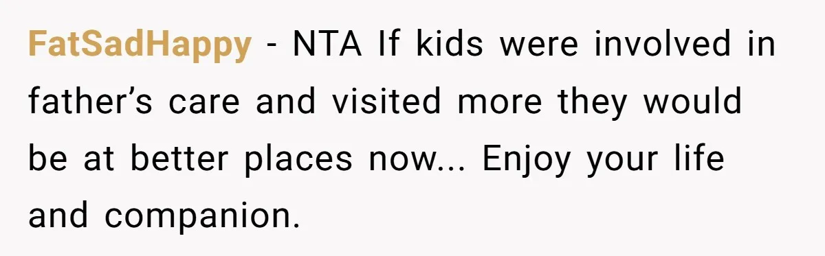 FatSadHappy − NTA If kids were involved in father’s care and visited more they would be at better places now... Enjoy your life and companion.