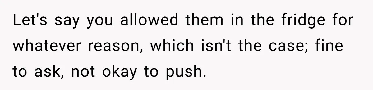Let's say you allowed them in the fridge for whatever reason, which isn't the case; fine to ask, not okay to push.