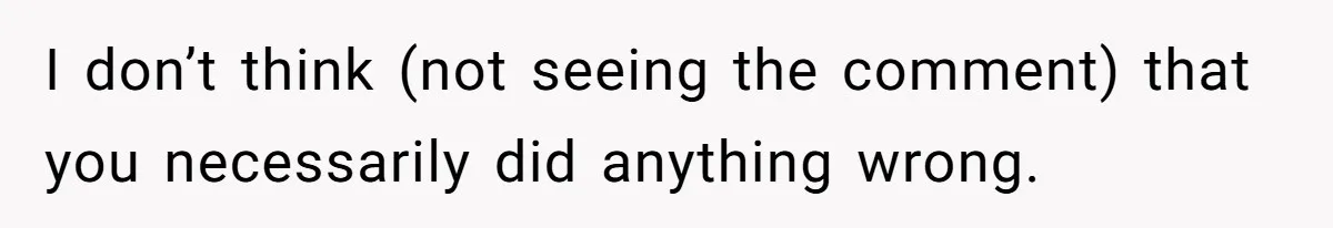 I don’t think (not seeing the comment) that you necessarily did anything wrong.